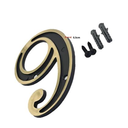 Imagem de Placa Número E Letras para Casa Residencial Comercial Dourado E Preto