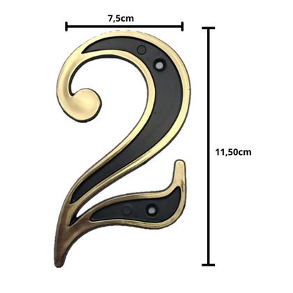 Imagem de Placa Número E Letras para Casa Residencial Comercial Dourado E Preto