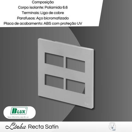 Imagem de Placa Para 4 Módulos Prata Com Suporte 4x4 Recta Satin - B.lux