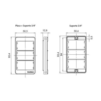 Imagem de Placa para Condulete Caixa 3/4" com Interruptor Simples 10A e Tomada 2P+T 20A MarGirius Sleek Branca