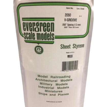 Imagem de Placa Para Maquete 15X30Cm V-Groove 0,30Mm Estireno Branco Evergreen Evrg2050