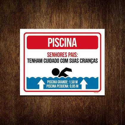 Imagem de Placa Piscina Senhores Pais Cuidado Com Crianças 18x23cm 5un