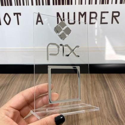 Imagem de Placa Pix Pagamento QrCode De Mesa Balcão c/ base - Acrílico