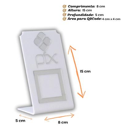 Imagem de Placa Pix Para Pagamento QR Code Branca - Kit 4 UNID COR: Branco com Prata