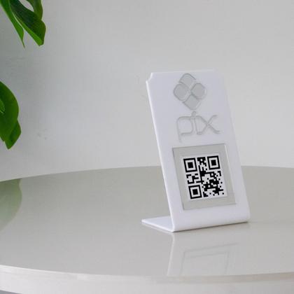 Imagem de Placa Pix Para Pagamento QR Code Branca - Kit 4 UNID COR: Branco com Prata