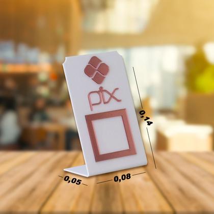 Imagem de Placa Pix Para Pagamento QR Code Branca - Kit 5 UNID COR:Branco com Rosa