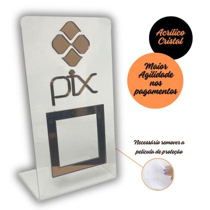 Imagem de Placa Pix Para Pagamento QR Code Cristal - Kit 2 UNID COR:Cristal com Bronze