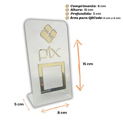 Imagem de Placa Pix Para Pagamento QR Code Cristal - Kit 2 UNID COR:Cristal com Dourado