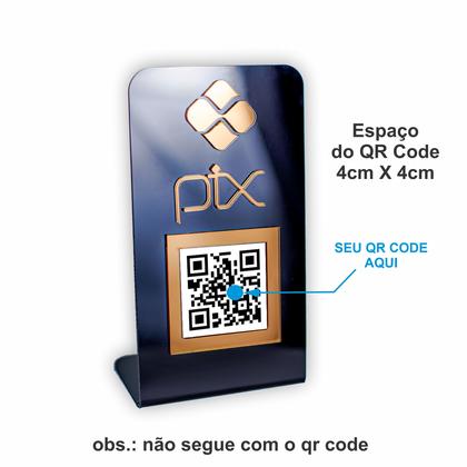 Imagem de Placa Pix Para Pagamento QR Code Em Acrílico Preta COR: Preto com Bronze