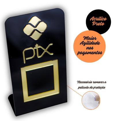 Imagem de Placa Pix Para Pagamento QR Code Preta - Kit 10 UNID COR: Preto com Dourado