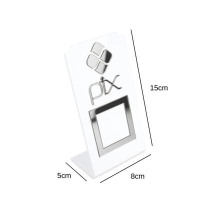 Imagem de Placa Pix QR Code Display Para Pagamentos Acrílico Branco Loja Comércio 
