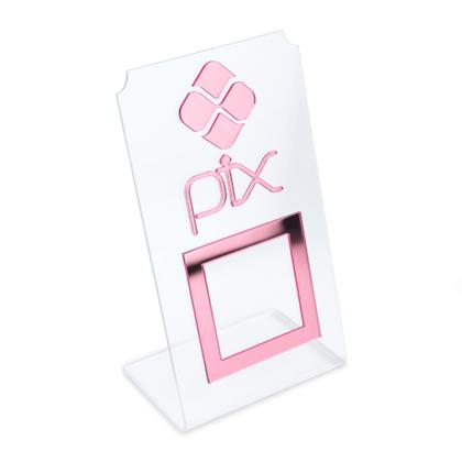 Imagem de Placa Pix QR Code Display Para Pagamentos Acrílico Transparente Loja Comércio 