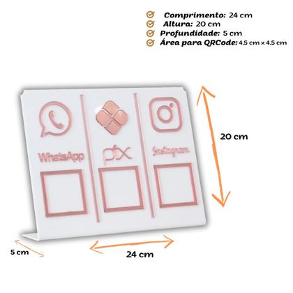 Imagem de Placa Pix,Whats e Insta Para Pagamento QR Code Cor:Branco com Rosa
