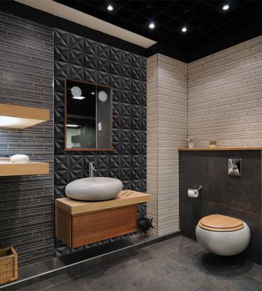 Imagem de Placa Preta PVC 25x25cm 3D Decorativa Autocolante Revestimento Plástico Auto Relevo com Vários Modelos