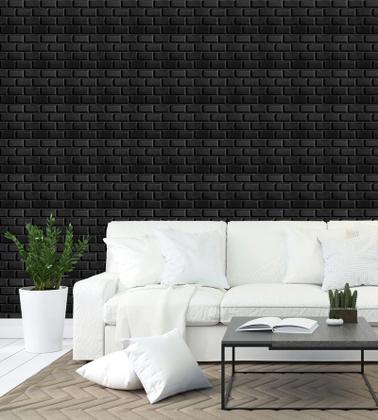 Imagem de Placa Preta PVC 25x25cm 3D Decorativa Autocolante Revestimento Plástico Auto Relevo com Vários Modelos