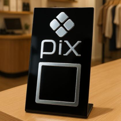 Imagem de Placa Qr Code Pix Pagamento Balcão Display Plaquinha Mesa Bar Quiosque Mercado Mercearia