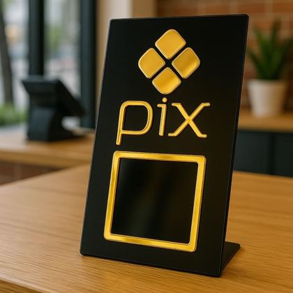 Imagem de Placa Qr Code Pix Pagamento Balcão Display Plaquinha Mesa Bar Quiosque Mercado Mercearia