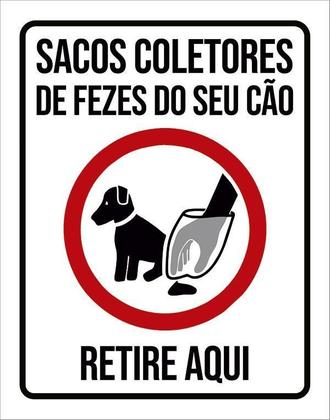 Imagem de Placa Sacos Coletores De Fezes Do Seu Cão Retire Aqui 27X35