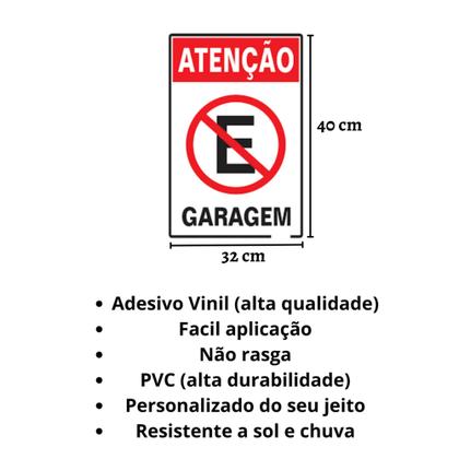 Imagem de Placa Sinalização Proibido Estacionar Garagem 40x32 Pvc