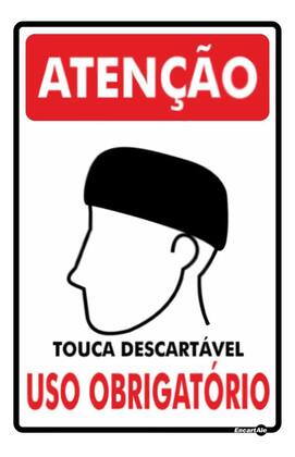 Imagem de Placa Sinalização Uso Obrigatório De Touca 20x30cm