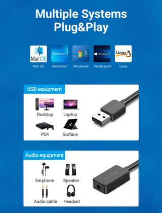 Imagem de Placa Som Usb Vention Externo P3 3.5mm Omtp Ctia C Nfe 15cm
