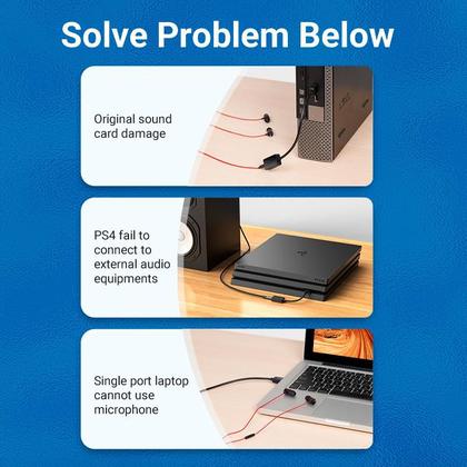 Imagem de Placa Som Usb Vention Externo P3 3.5mm Omtp Ctia C Nfe 15cm