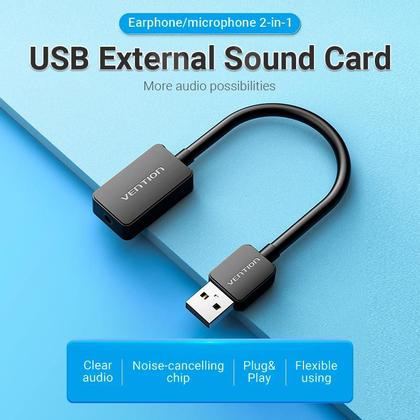 Imagem de Placa Som Usb Vention Externo P3 3.5mm Omtp Ctia C Nfe 15cm
