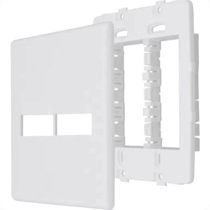 Imagem de Placa Steck Linha Stella Branca 4X4 - 1 Modulo + 1 Modulo Horizontal Com Suporte 9772