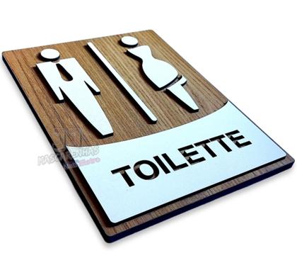 Imagem de Placa toilet identificação de banheiros WC toilette mdf 3mm