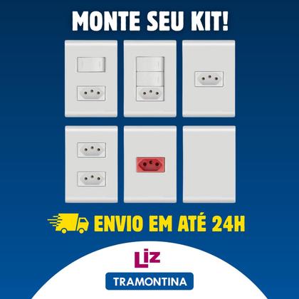 Imagem de Placa Tramontina 4x2 1 Furo p/ Fio c/ Suporte Liz - Kit 5 un