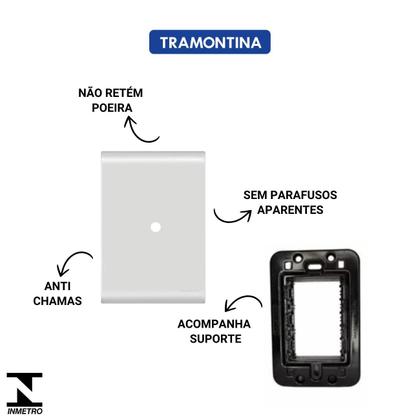 Imagem de Placa Tramontina 4x2 1 Furo p/ Fio c/ Suporte Liz - Kit 5 un