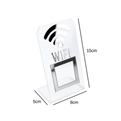 Imagem de Placa Wifi Qr Code Display Acrílico Mesa Balcão Transparente