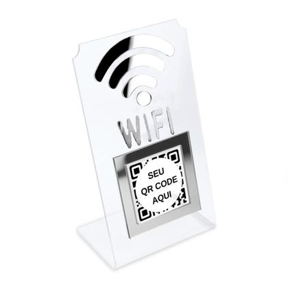 Imagem de Placa Wifi Qr Code Display Acrílico Mesa Balcão Transparente