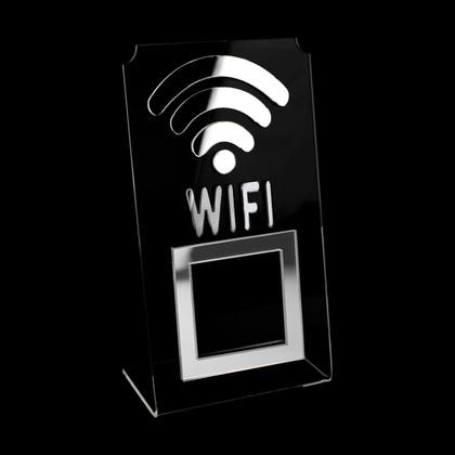 Imagem de Placa Wifi Qr Code Display Acrílico Mesa Balcão Transparente