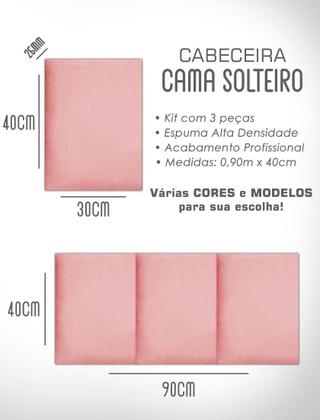 Imagem de Placas Adesivas Estofadas Cabeceira Cama Solteiro Casal Queen King Macia Peças 40x30cm