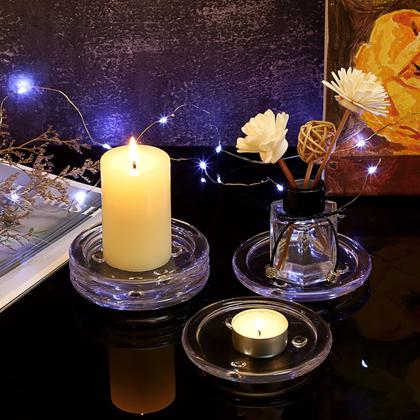 Imagem de Placas de vela OwnMy Clear Glass de 10 cm para Pillar Candle (5 unidades)