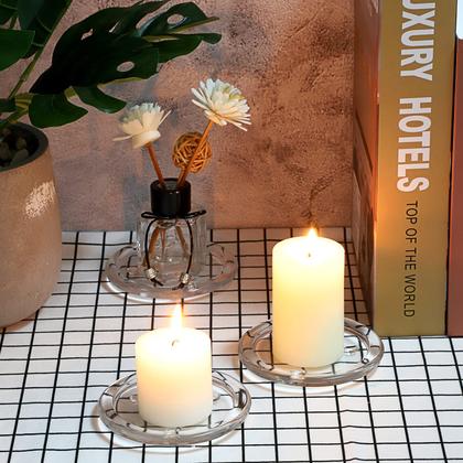 Imagem de Placas de vela OwnMy Clear Glass de 10 cm para Pillar Candle (5 unidades)