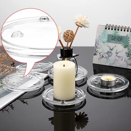 Imagem de Placas de vela OwnMy Clear Glass de 10 cm para Pillar Candle (5 unidades)