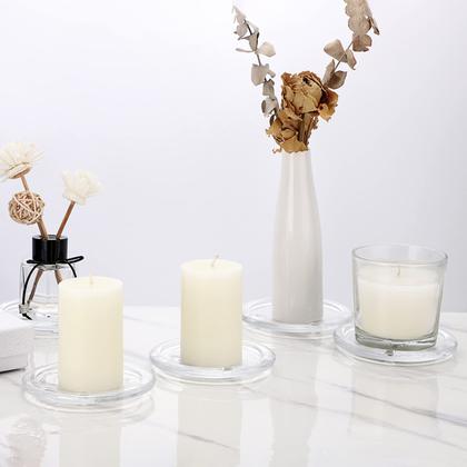 Imagem de Placas de vela OwnMy Clear Glass de 10 cm para Pillar Candle (5 unidades)