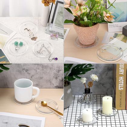 Imagem de Placas de vela OwnMy Clear Glass de 10 cm para Pillar Candle (5 unidades)