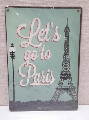 Imagem de Placas lets go to paris 2 peças - 21 x 29 cm