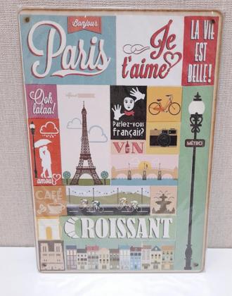 Imagem de Placas lets go to paris 2 peças - 21 x 29 cm