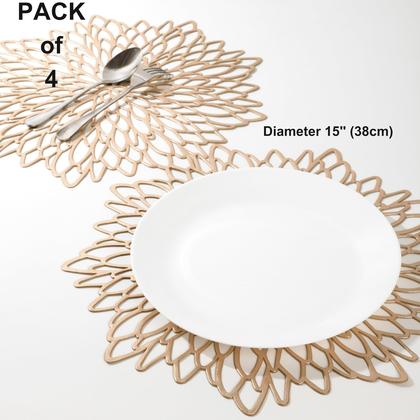 Imagem de Placemat Snowkingdom, pacote com 4, dourado, metálico, 38 cm, redondo