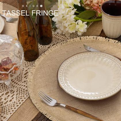 Imagem de Placemats FunWheat Burlap, redonda trançada, conjunto de 12 jutas de 38 cm