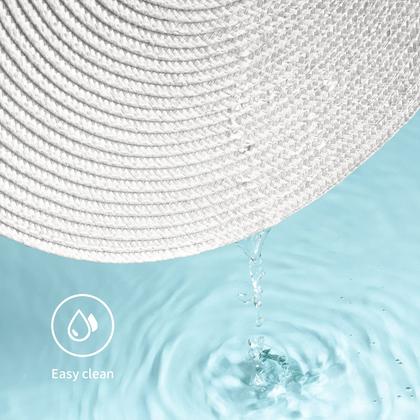 Imagem de Placemats FunWheat, redondo trançado, conjunto de 6 peças brancas de 38 cm de diâmetro