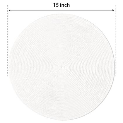 Imagem de Placemats FunWheat, redondo trançado, conjunto de 6 peças brancas de 38 cm de diâmetro