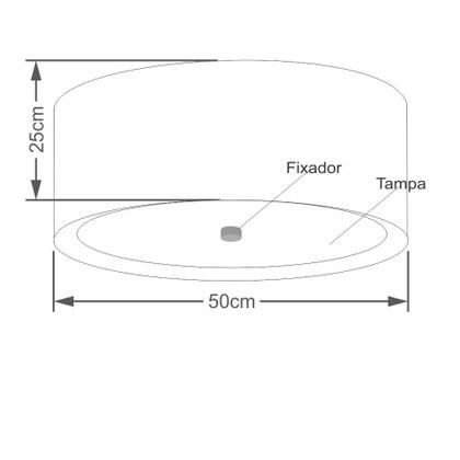 Imagem de Plafon Cilíndrico Md-3161 Cúpula em Duplo Tecido 50x25cm Bege / Branco - Bivolt