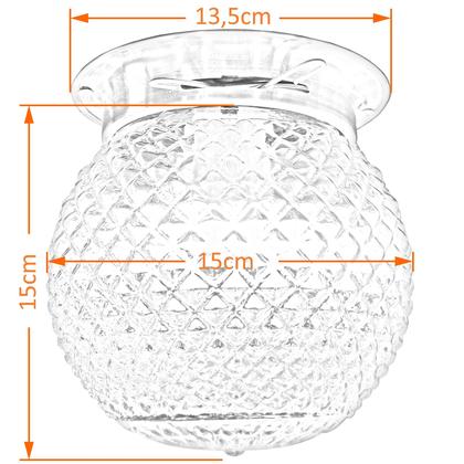 Imagem de Plafon Colonial Aluminio Branco Globo Bico de Jaca Transpar