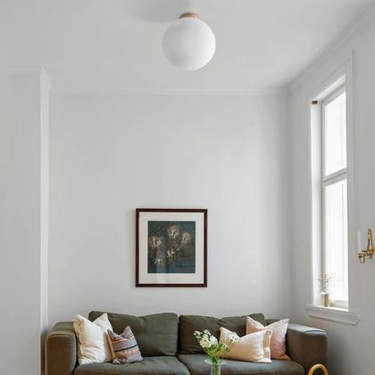 Imagem de Plafon De Sobrepor Vidro Metal Madeira 30cm Ball