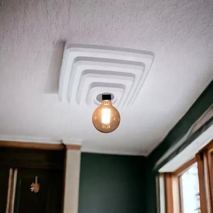 Imagem de Plafon Lâmpada Bocal E27 Quadrado Pirâmide Branco Roperplast